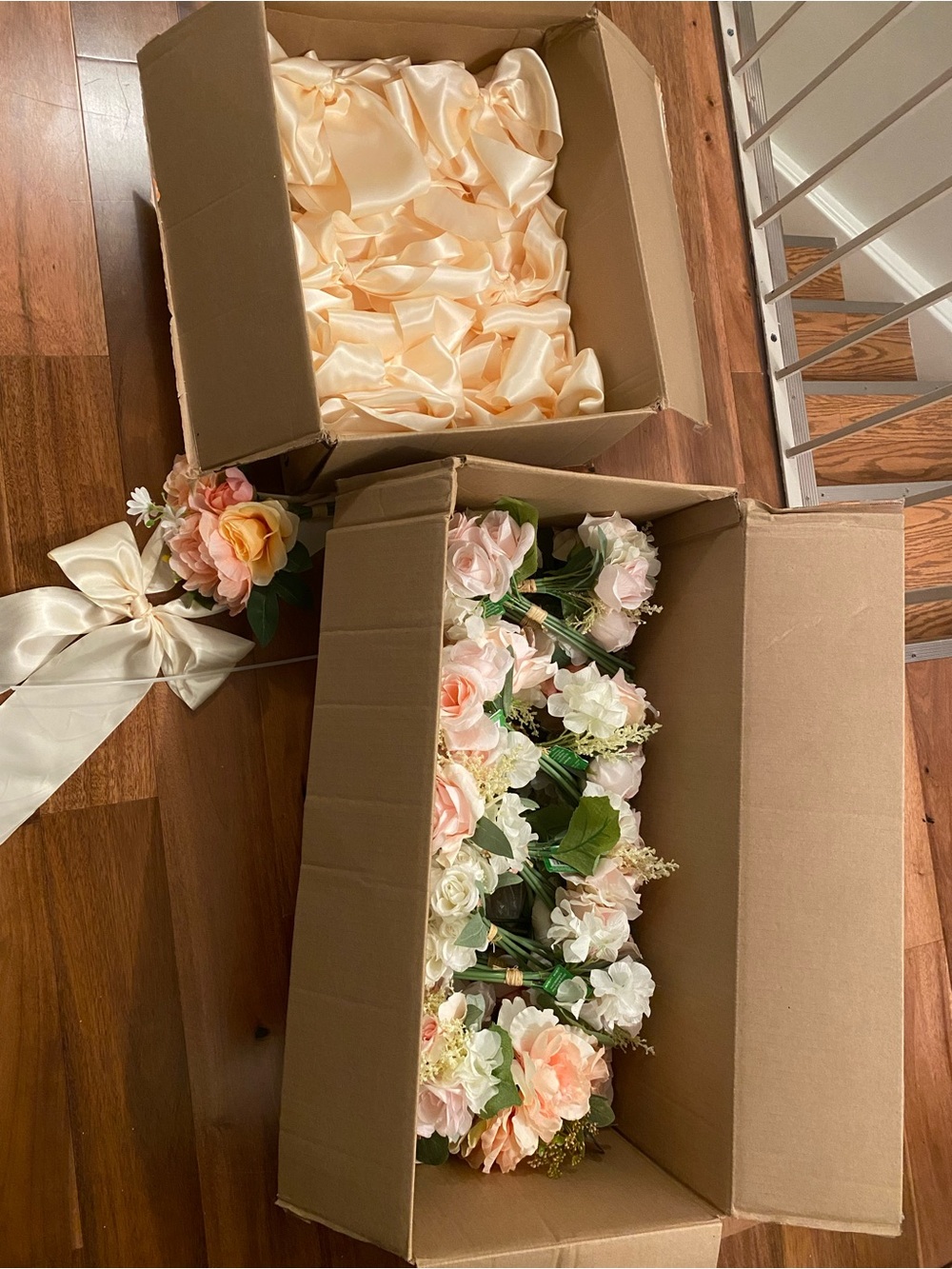 Ashland Peach and Cream Artificial Rose Bouquet Set
